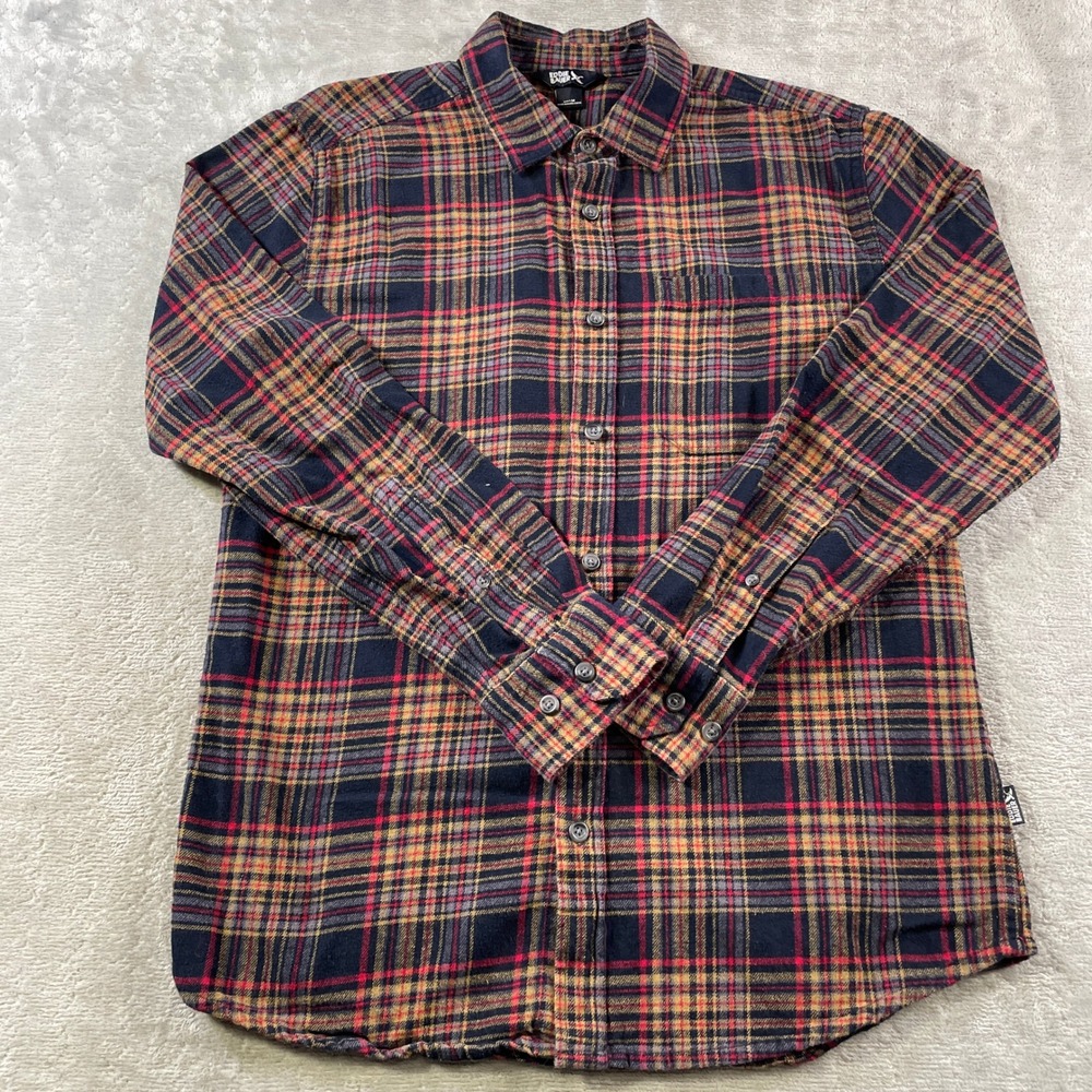 Eddie Bauer  Flannel Shirt Mens Medium Brown Plaid Fall Holiday Casual Preppy